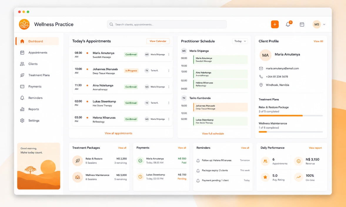 Coree Wellness Practitioners Dashboard