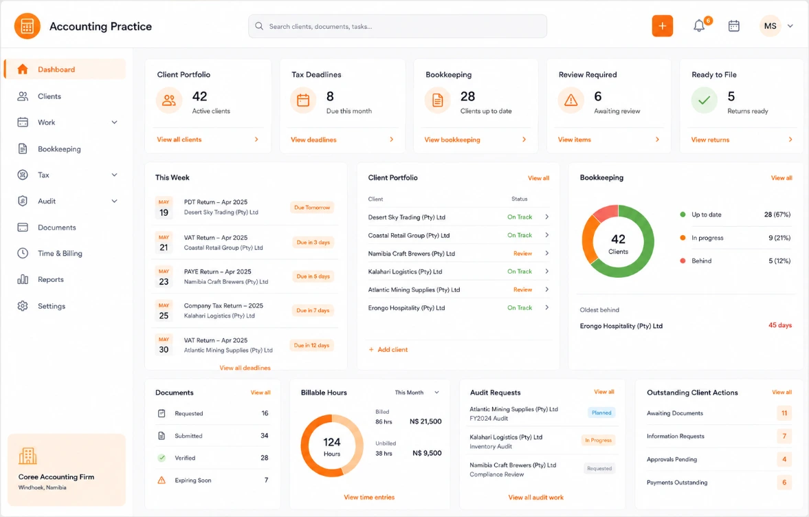 Coree Accounting Firm Dashboard