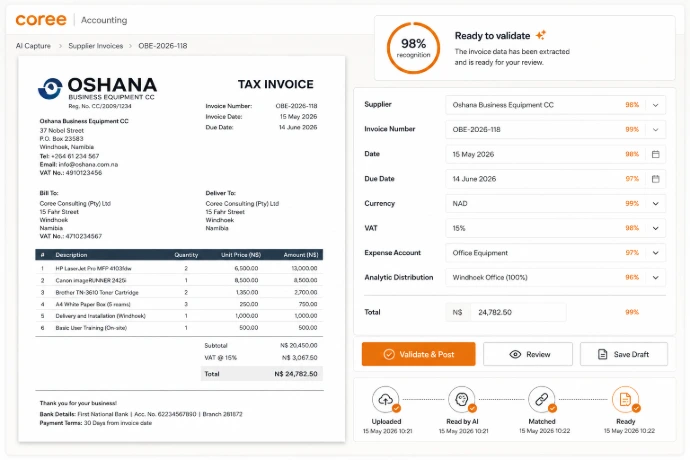 COREE Accounting vendor bill and document management