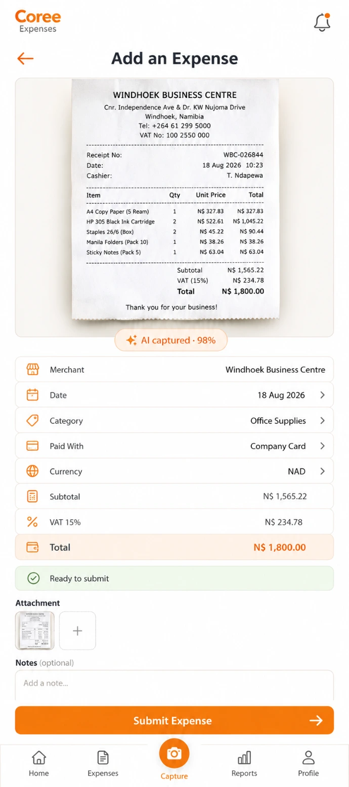 COREE Accounting mobile expense management