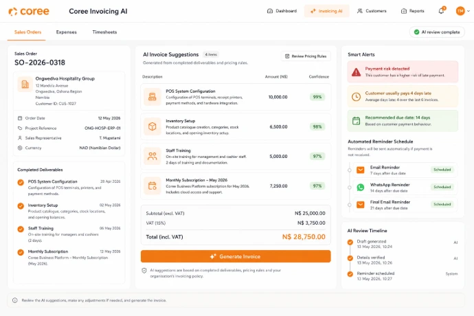 COREE connected invoicing workflow
