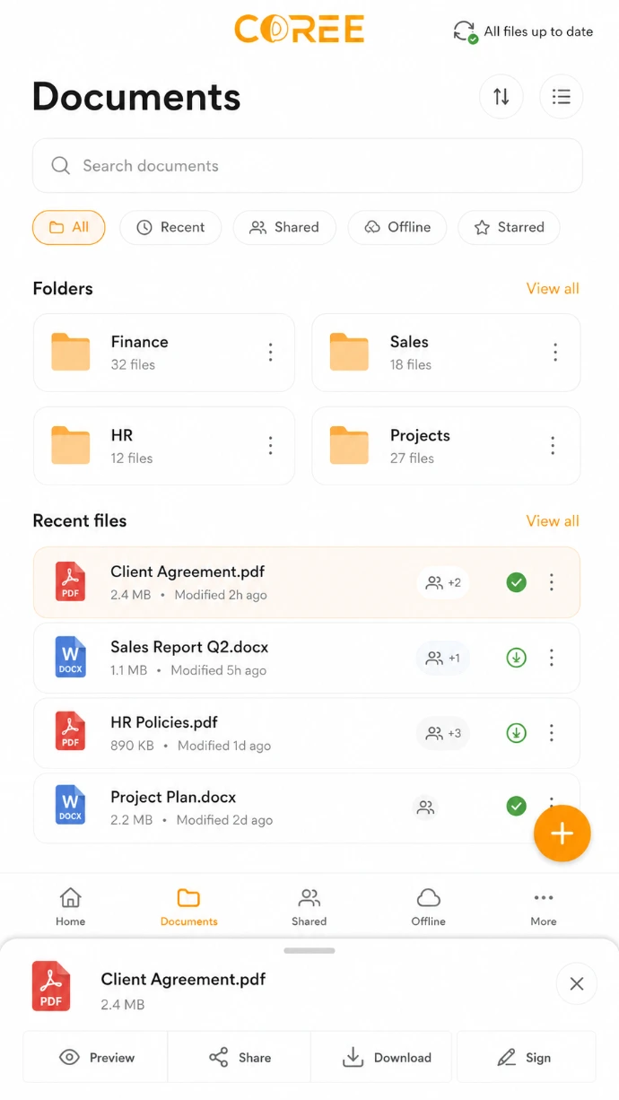 COREE Documents mobile document access