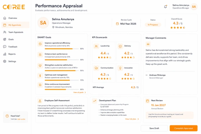 COREE Appraisals performance feedback