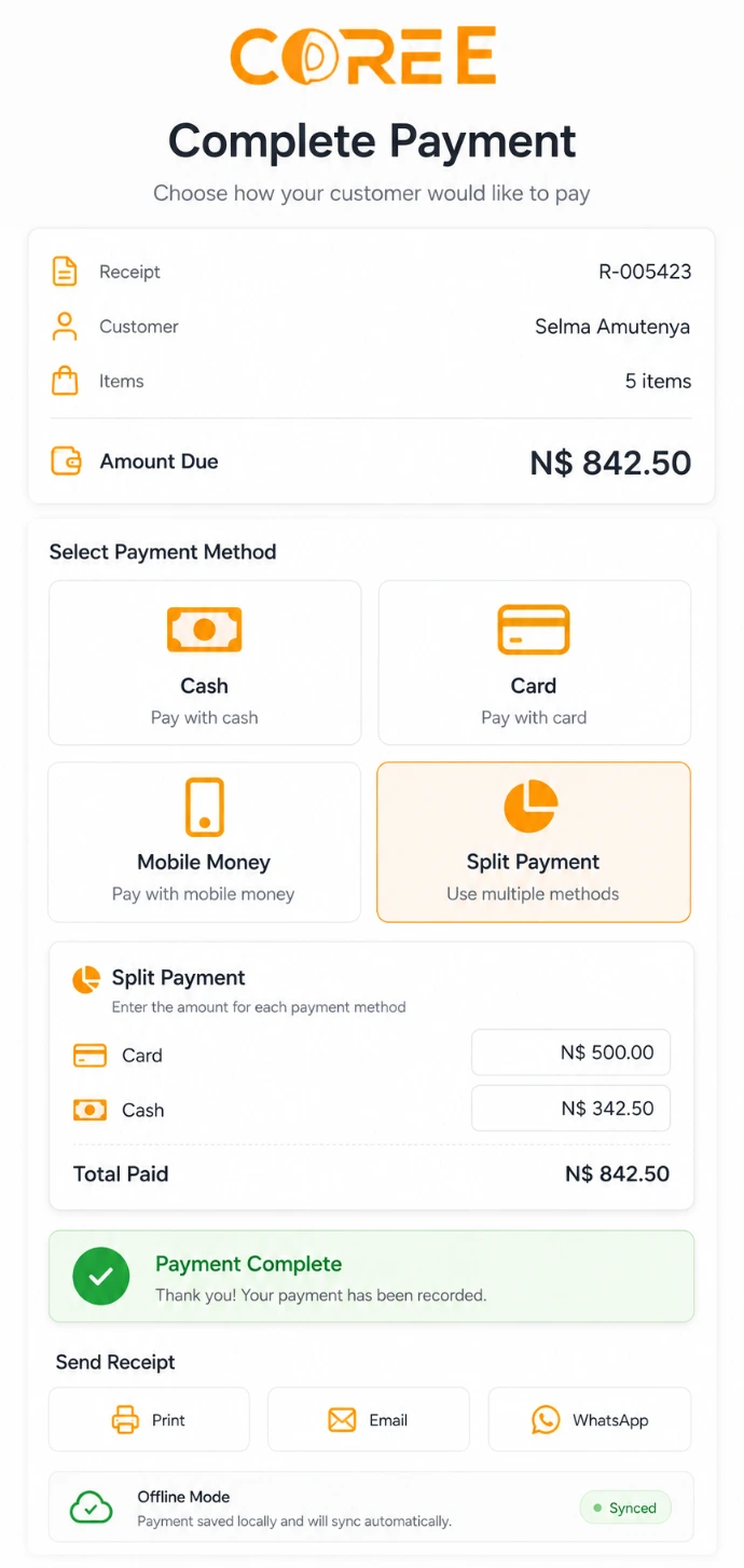 COREE Point of Sale device experience