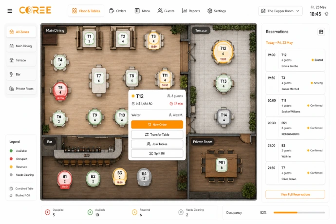 COREE Restaurant table and floor plan management