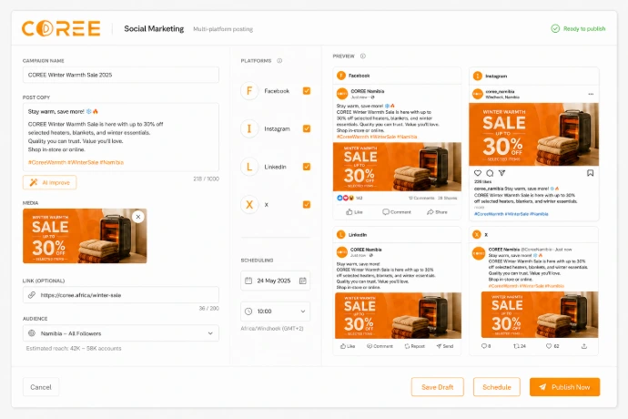 COREE Social Marketing connected social publishing