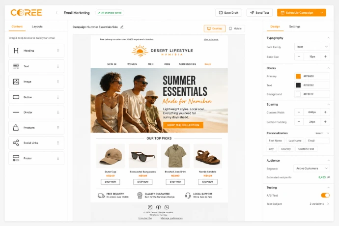 COREE Email Marketing campaign builder