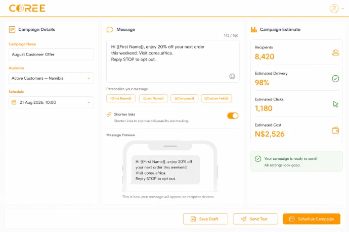 COREE SMS Marketing campaign management