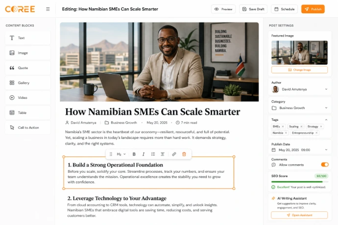 COREE Blog content editor