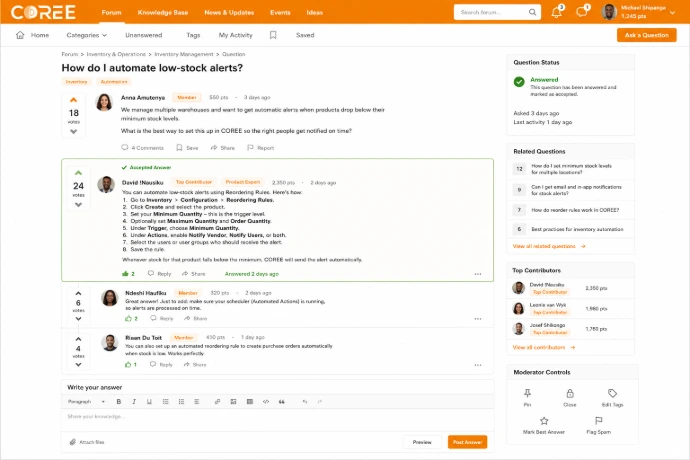 COREE Forum features