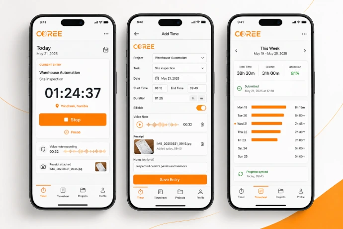 COREE Timesheets flexible time entry