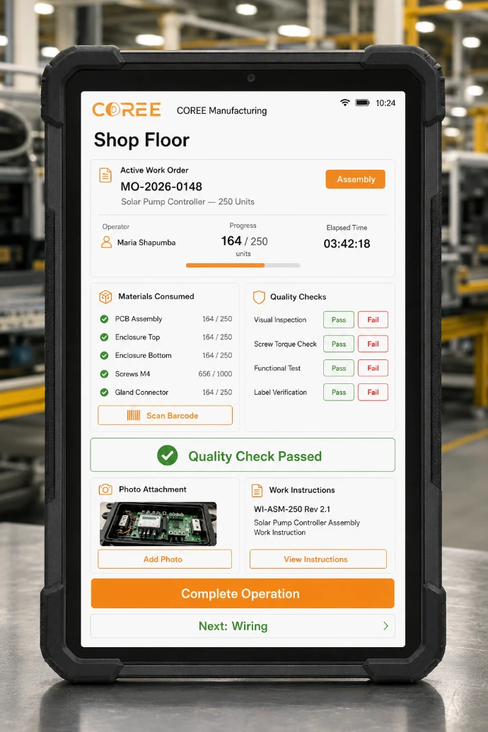 COREE Manufacturing shop floor operations