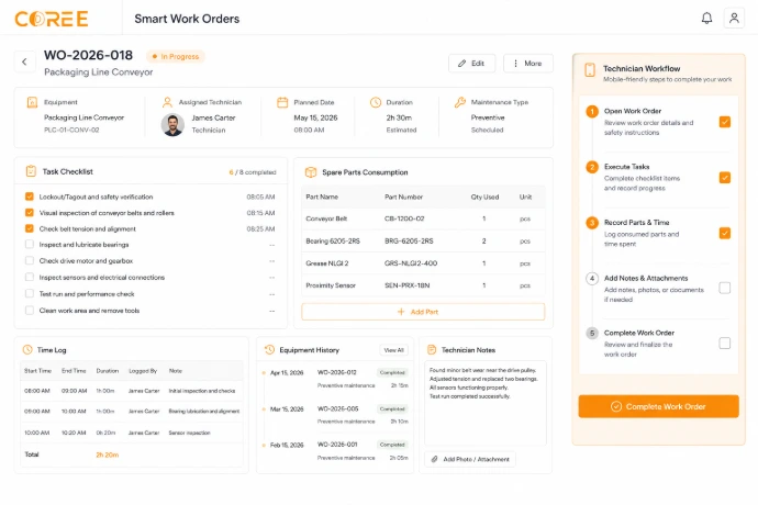 COREE Maintenance work order management