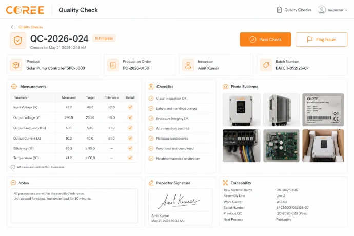 COREE Quality inspections and quality checks