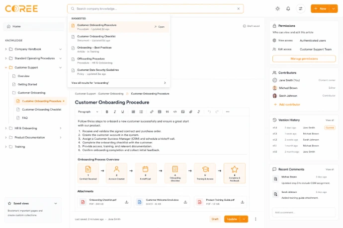 COREE Knowledge company knowledge base