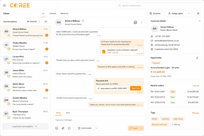 COREE WhatsApp customer communication