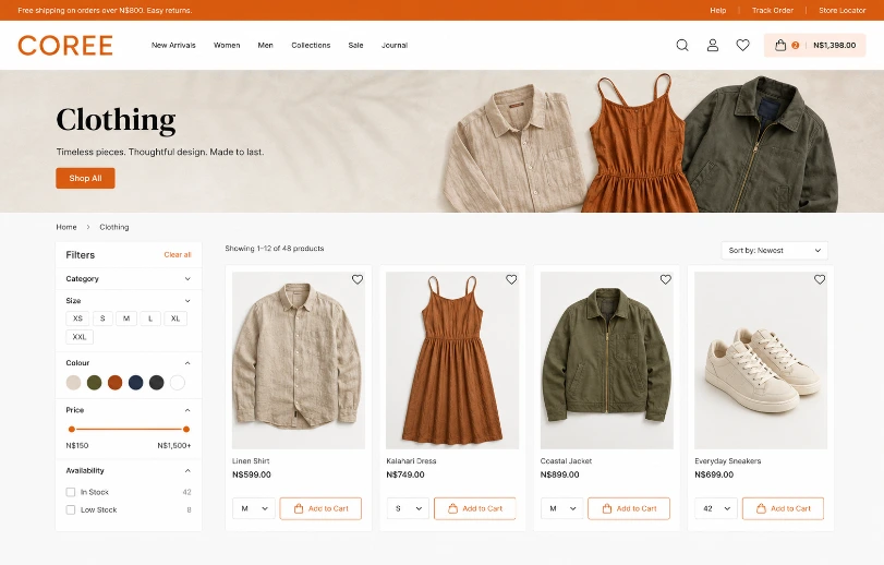 Coree Clothing Store eCommerce