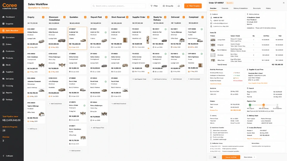 Coree Furniture Store Workflow