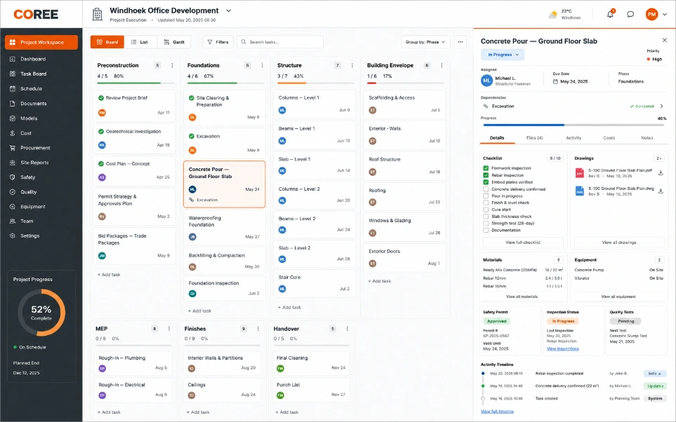 Coree Construction Workflow