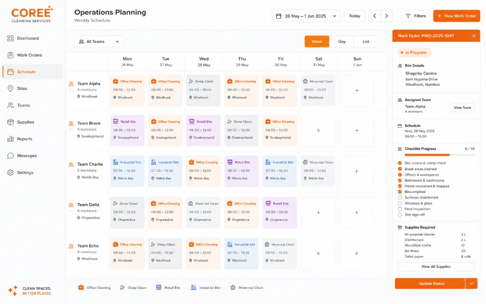 Coree Cleaning Services Workflow