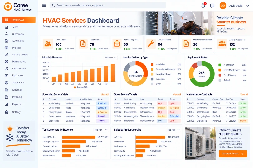 Coree HVAC Services Dashboard